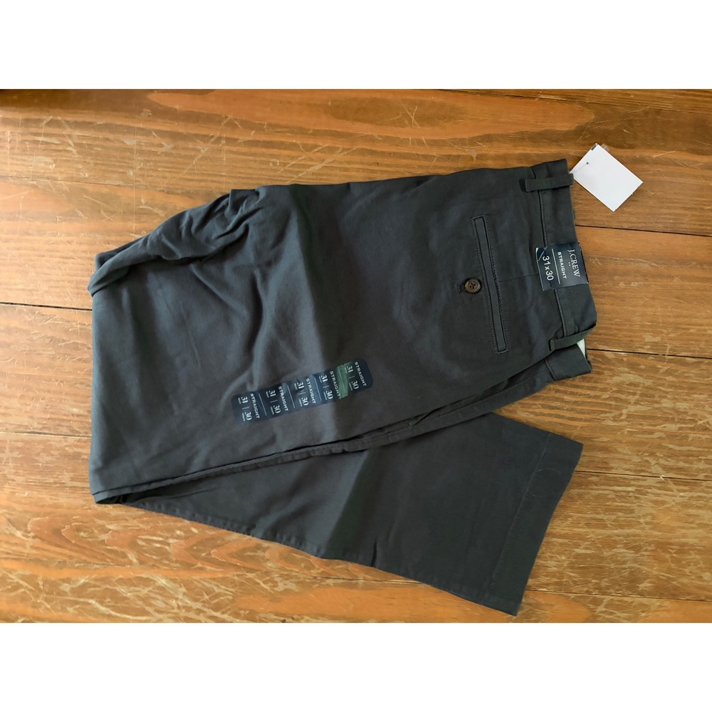J.Crew Factory Flex Chino Pants Mens 31x30 Straight Fit Grey Charcoal H3186 NEW